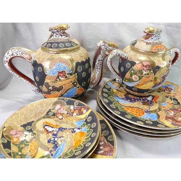 Other - Vintage Satsuma Japanese Porcelain 14 Pieces Lot Hand Painted